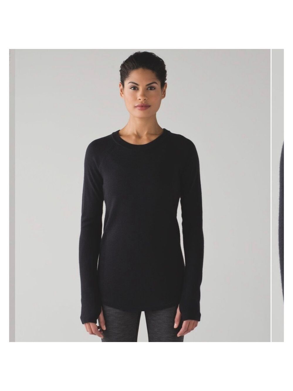 Women's Lululemon Black Sit In Lotus Merino Wool Crew Neck Sweater Size 8